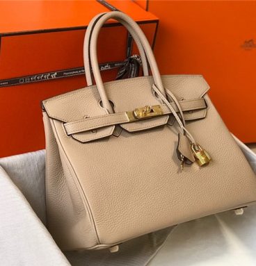 New Hermes Birkin Bag 30cm Etoupe Togo Leather Women's Purse