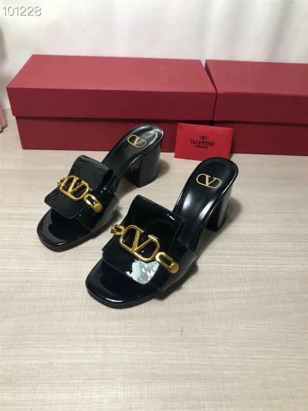 valentino block heel sandals black