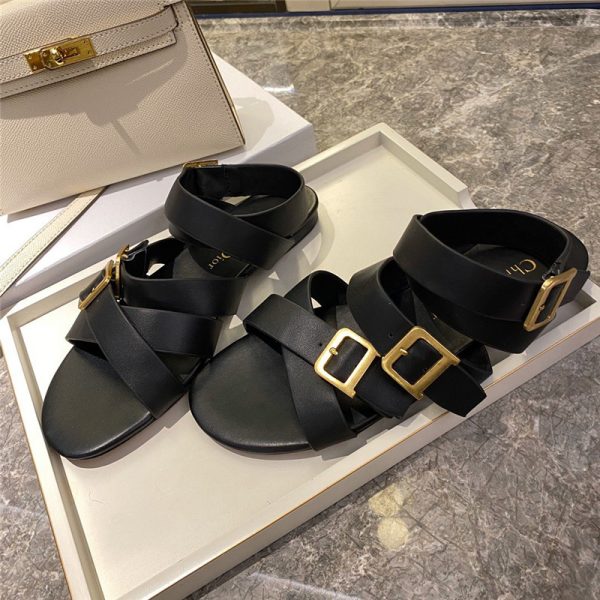 Dior strappy flat sandals in Black