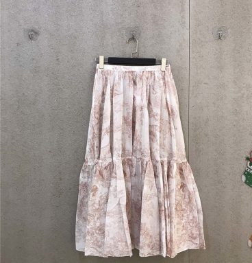 Christian Dior 2020 Cruise Flared Skirts Cotton Long Elegant Style Maxi Skirts