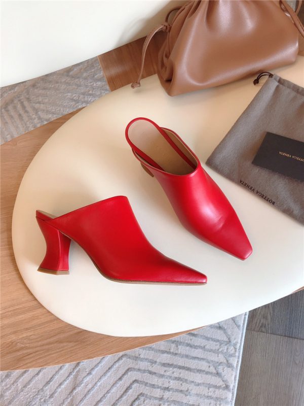 Bottega Veneta block heel sandals red