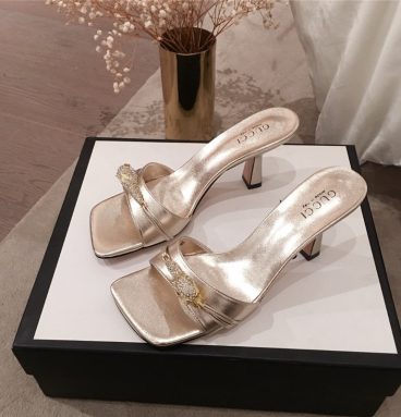 gucci heels slippers silver