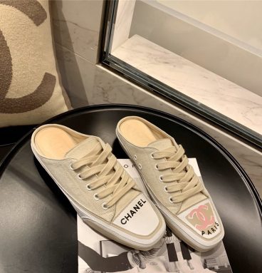 Chanel canvas slippers women