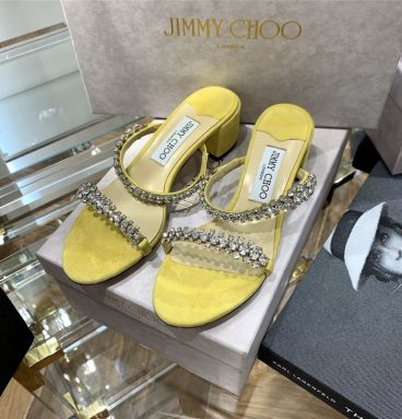 Jimmy Choo Rhinestone Low Heel Sandals