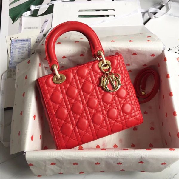 lady dior cannage bag red