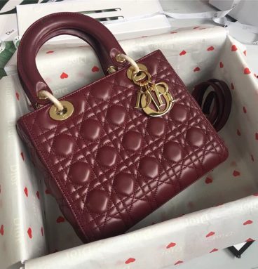 lady dior cannage bag red wine
