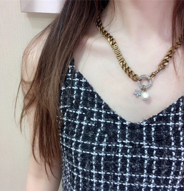 dior chain necklace gold