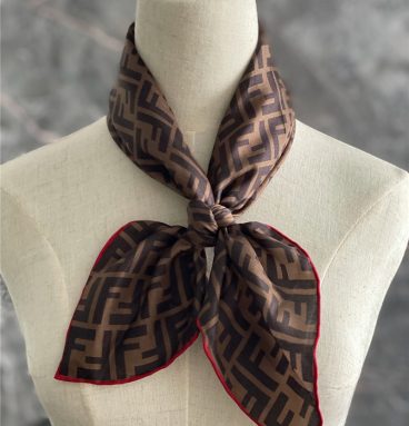 fendi silk square scarf red