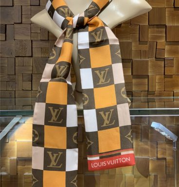 LV Monogram Giant Jungle silk scarf Coffee color