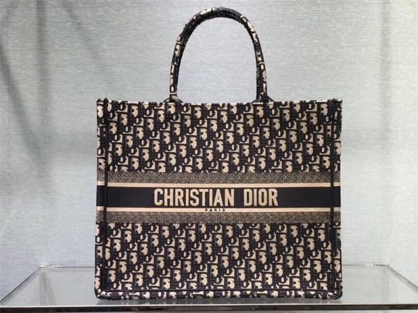 dior book tote large navy blue