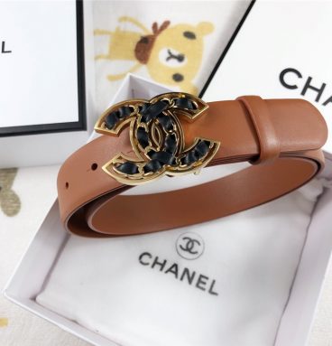 Chanel Leather Belt Buckle 30mm brown