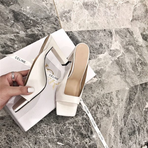 wandler Isa leather sandals white