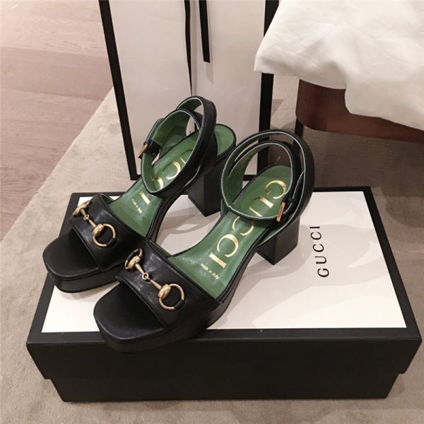 Gucci block heel sandals black
