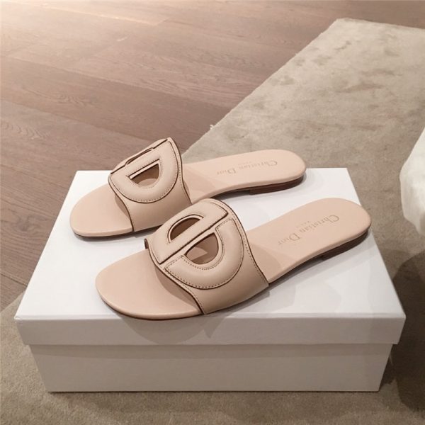 dior flat sandals brown