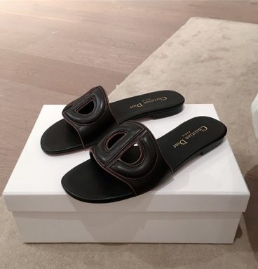dior flat sandals black