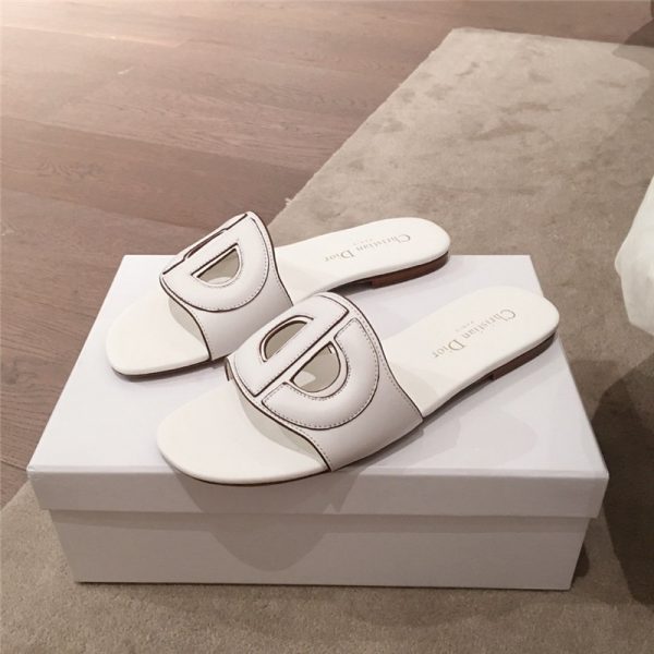 dior flat sandals white