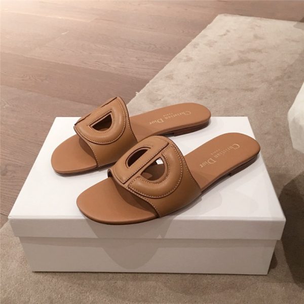 dior flat sandals brown