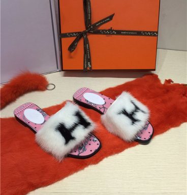 hermes mink slippers replica shoes