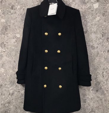 Celine black double-breasted wool coat