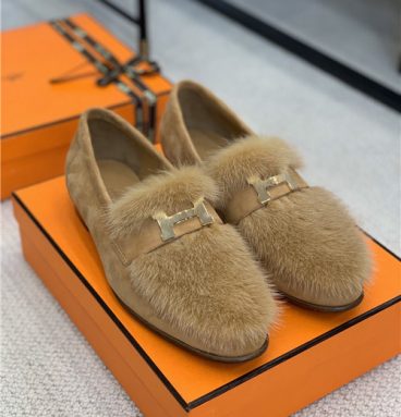 hermes mink loafers shoe