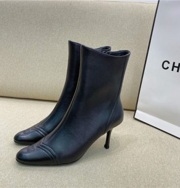 chanel heel boots womens