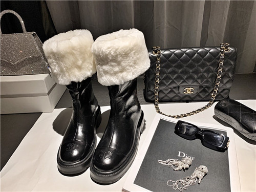chanel fur ankle boots