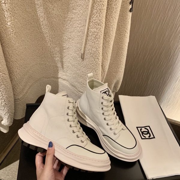 chanel canvas high top sneakers