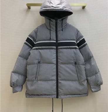 dior houndstooth hooded down jacket