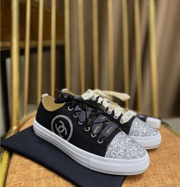 chanel canvas sneakers womens