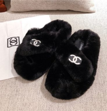 chanel wool slippers