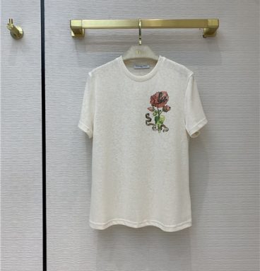 dior rose flower print T-shirt