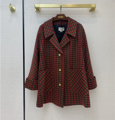 gucci houndstooth single-breasted coat