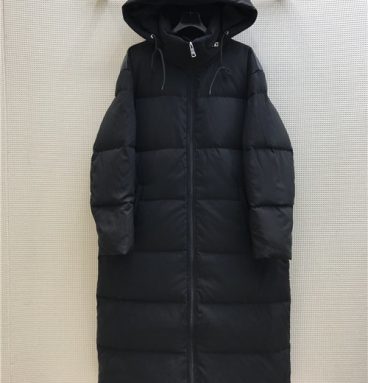 Prada hooded mid-length down jacket