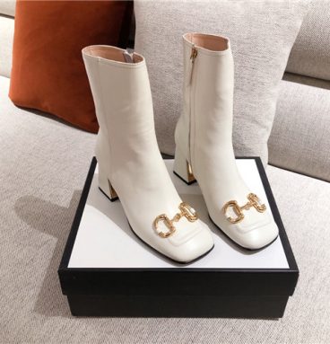 gucci ankle white boots