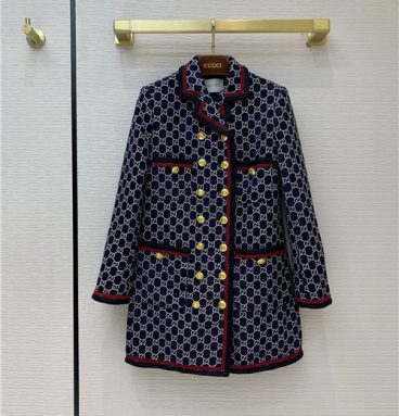 gucci double-breasted GG tweed coat