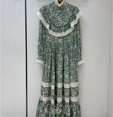 gucci green floral print dress