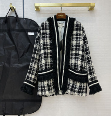 gucci black and white wool coat