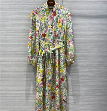gucci flower silk dress