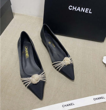 Chanel high-heeled silk shoes