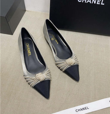 Chanel high-heeled silk shoes