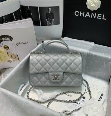 chanel silver flap bag