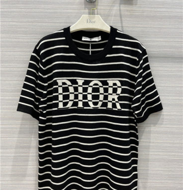 dior striped logo knit short sleeve