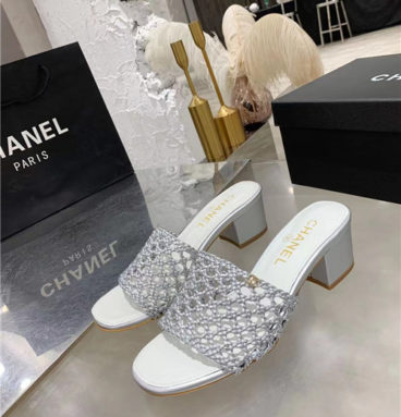 chanel woven slippers sandals