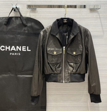 chanel leather jacket coat