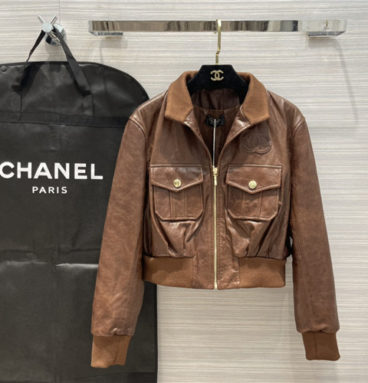 chanel leather jacket coat