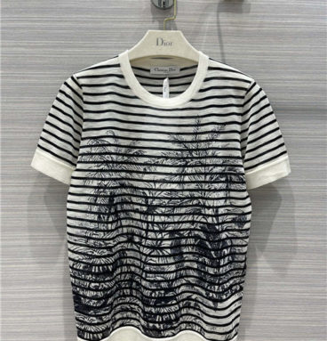 dior striped short sleeve sweater