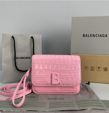 Balenciaga B Leather Shoulder Bag Pink