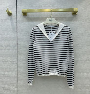 dior striped shawl collar tencel sweater
