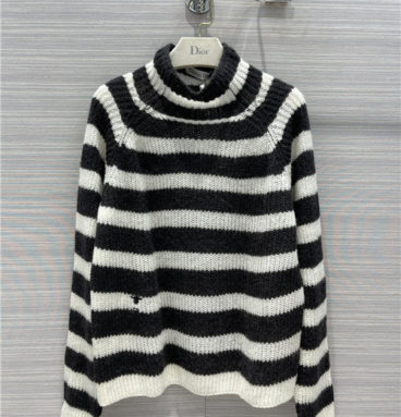 dior mohair striped turtleneck sweater