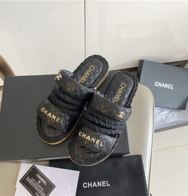 chanel twine woven sandals